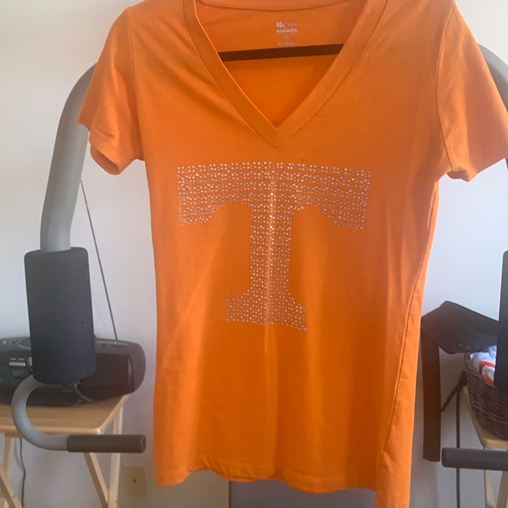 University of Tennessee, ladies, orange rhinestone, short sleeve T-shirt.